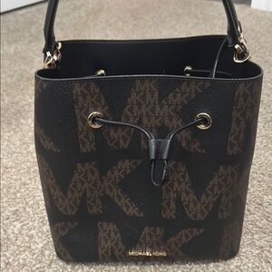 Michael Kors Black and Brown Bucket Bag